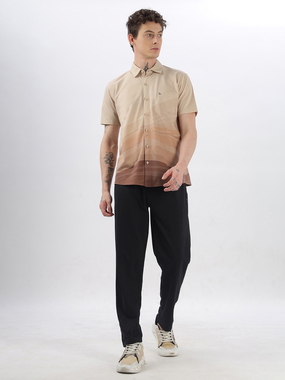 

BULLMER Printed Shirt Collar Shirt & Trouser, Brown