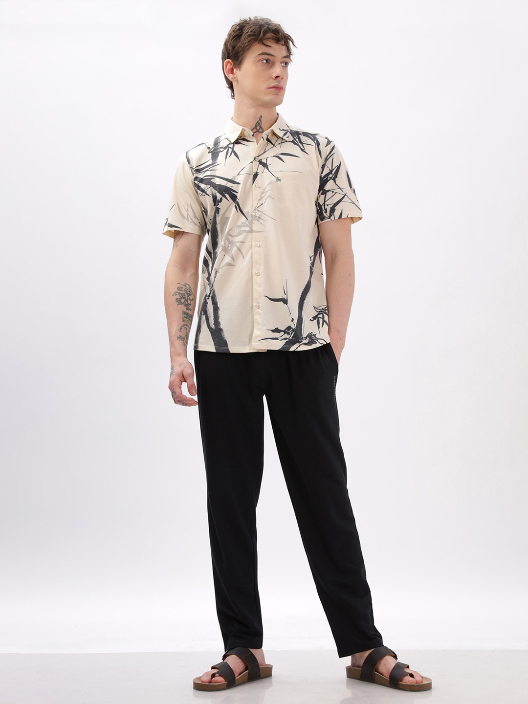 

BULLMER Printed Shirt Collar Shirt & Trouser, Beige