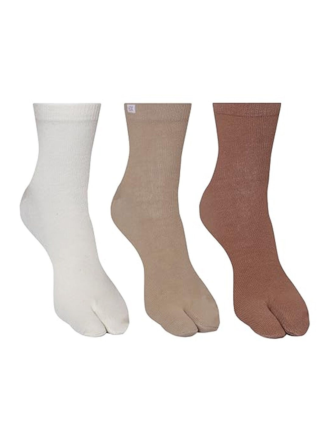 

Supersox Women Pack of 3 Pure Cotton Calf-Length Socks, Brown