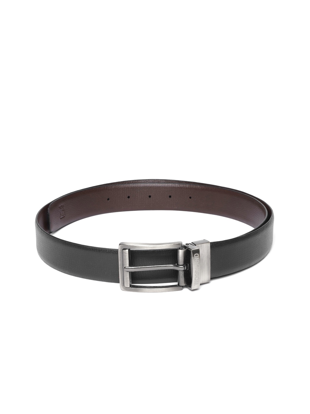 

Woodland Men Solid Leather Reversible Formal Belt, Black