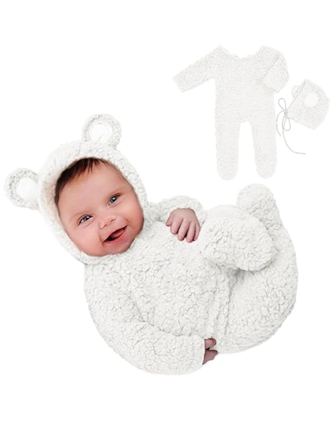 

Babymoon Infant Set Of 2 Fleece Photoshoot Costume, White