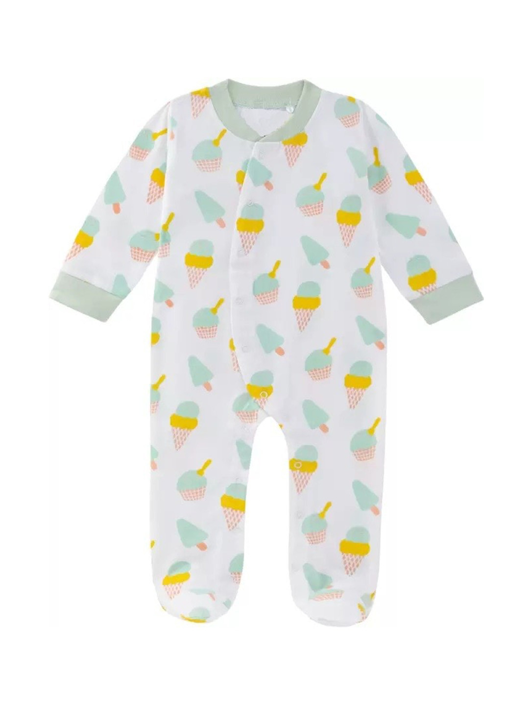 

BAESD Infants Printed Cotton Rompers, White