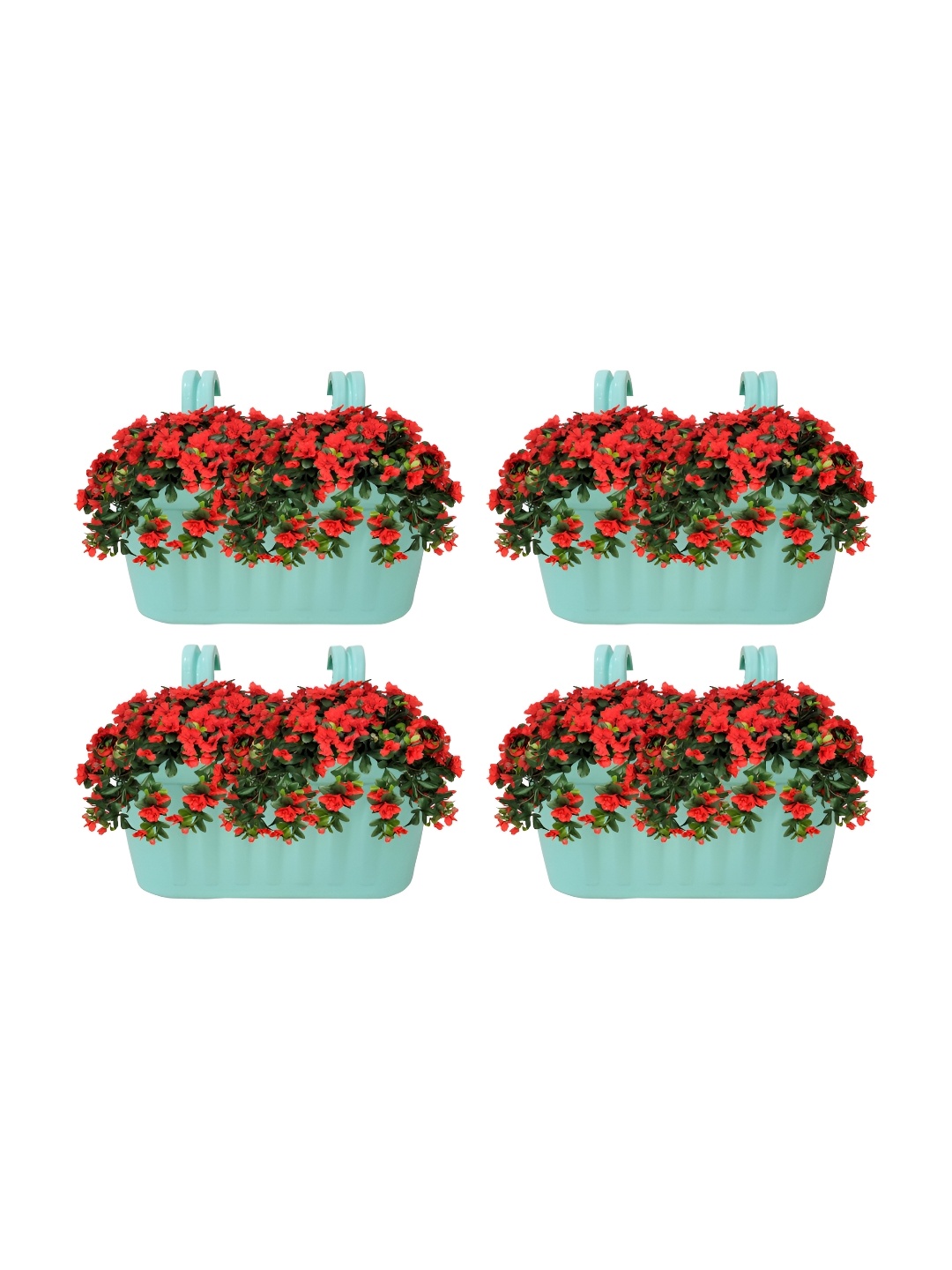 

Garden Deco 4 Pieces Turquoise Blue Double Hook Hanging Pot Planters