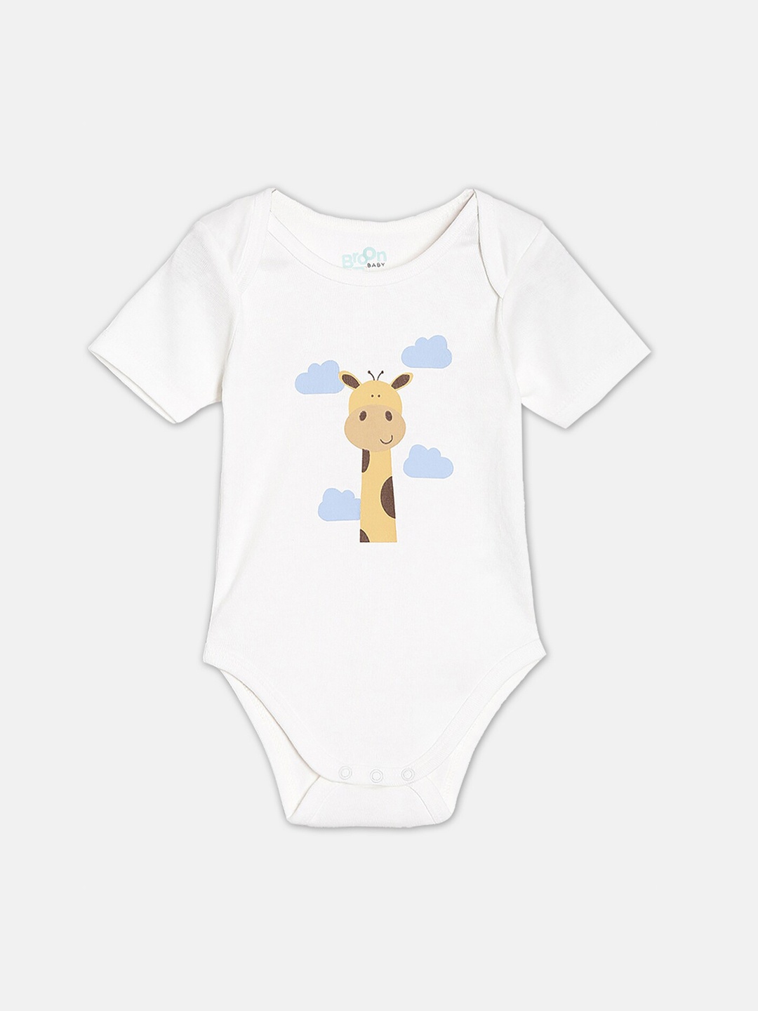 

Broon Infant Boys Printed Organic Cotton Bodysuit, White