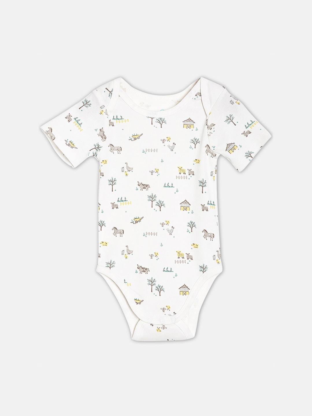

Broon Infant Boys Printed Organic Cotton Bodysuit, White