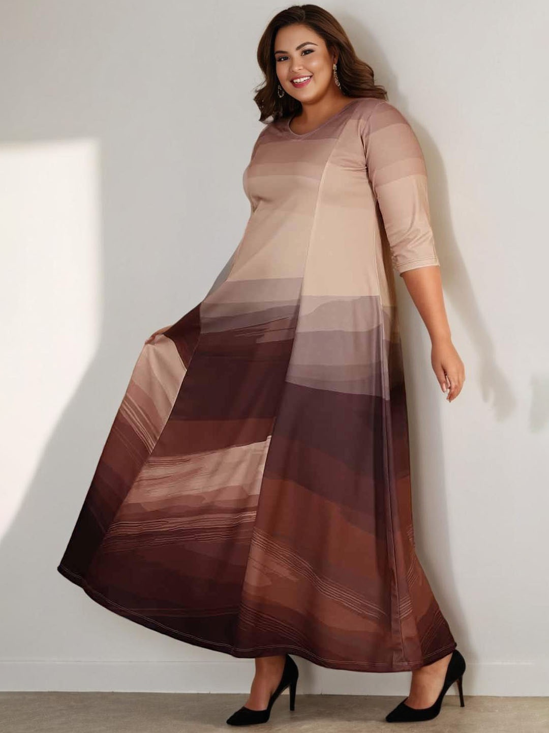 

Amydus Plus Size Ombre A-ine Dress, Purple