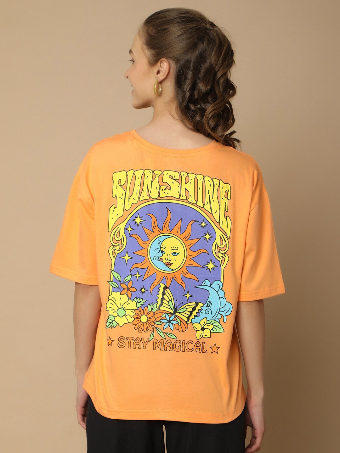 

V-Mart Printed Regular Sleeves Round Neck T-shirt, Orange