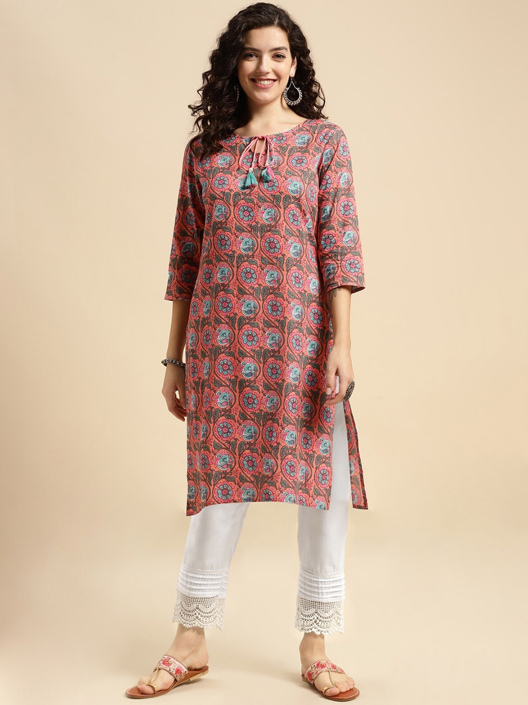 

Rangita Ethnic Motifs Printed Regular Pure Cotton Kurta with Trouser, Pink