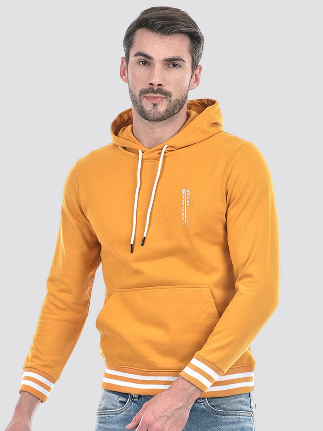 

Integriti Striped Hooded Long Sleeves Sweatshirt, Mustard