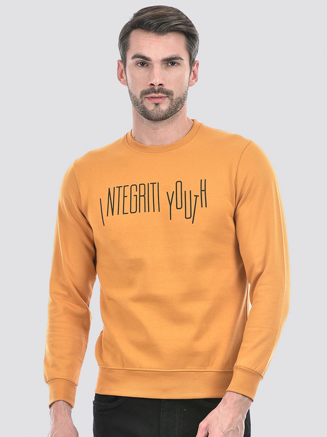 

Integriti Typography Printed Pullover Sweatshirt, Mustard