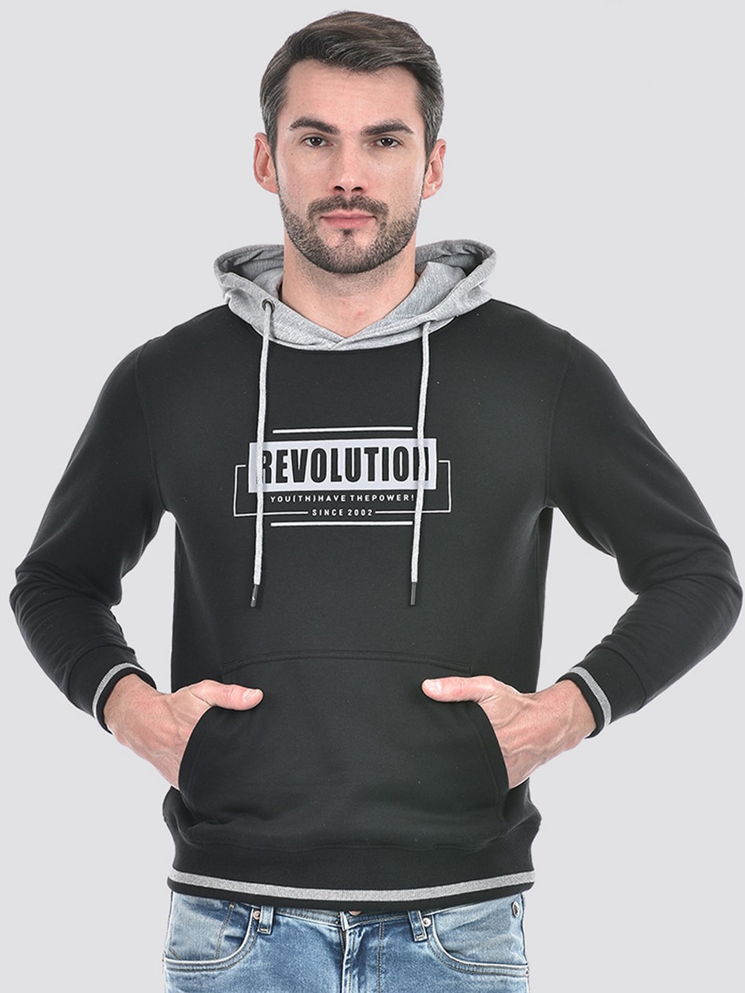 

Integriti Typography Printed Hooded Sweatshirt, Black