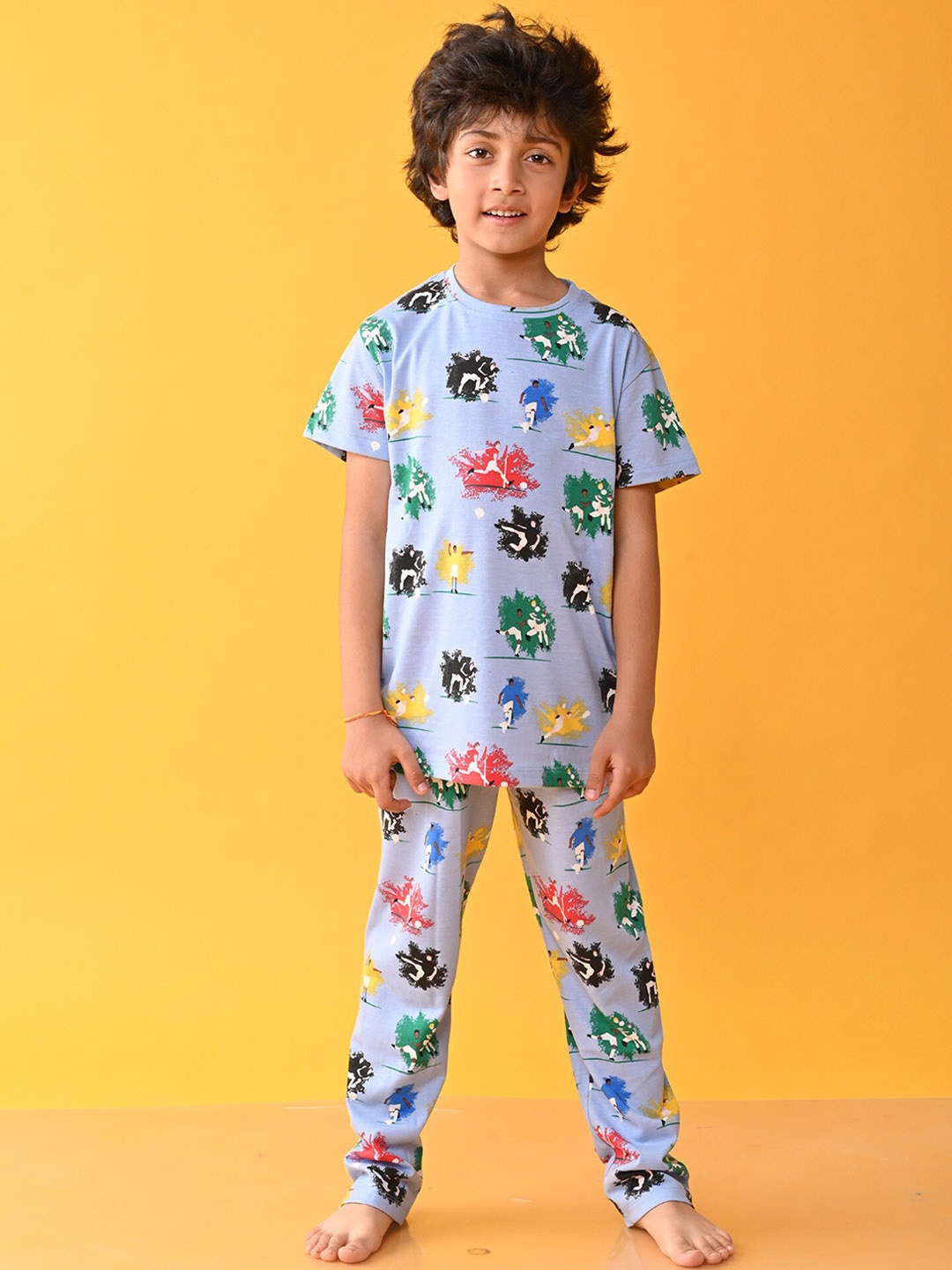 

Anthrilo Boys Printed Night suit, Navy blue