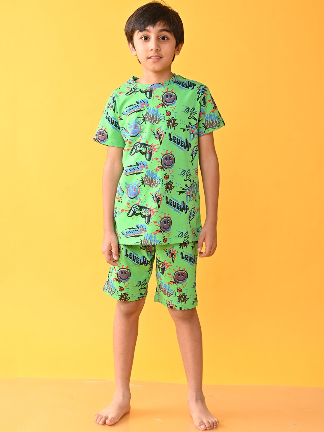 

Anthrilo Infant Boys Conversational Printed Night suit, Green