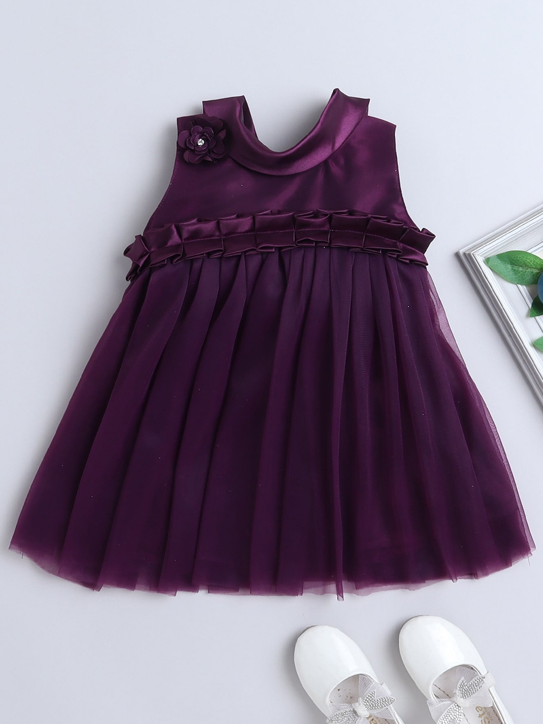 

MANY FROCKS & Infants Girls Net Empire Dress, Purple