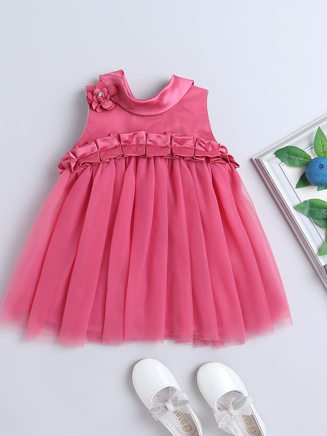 

MANY FROCKS & Infants Girls Net Fit & Flare Dress, Pink
