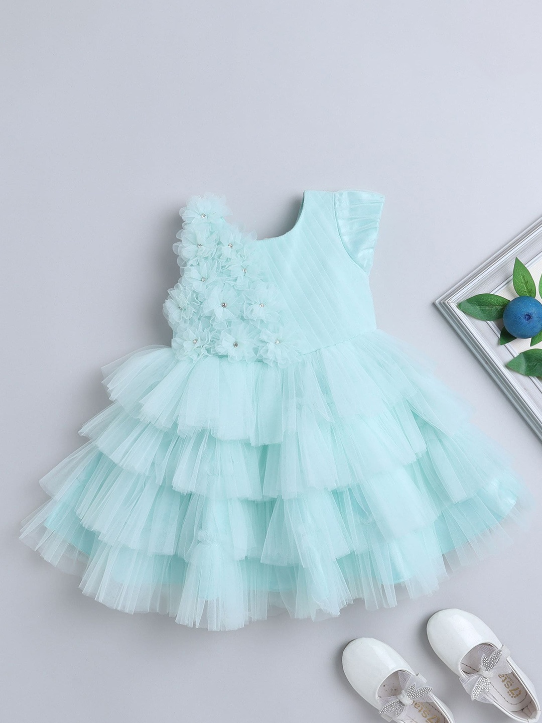 

MANY FROCKS & Infants Girls Net Fit & Flare Dress, Green
