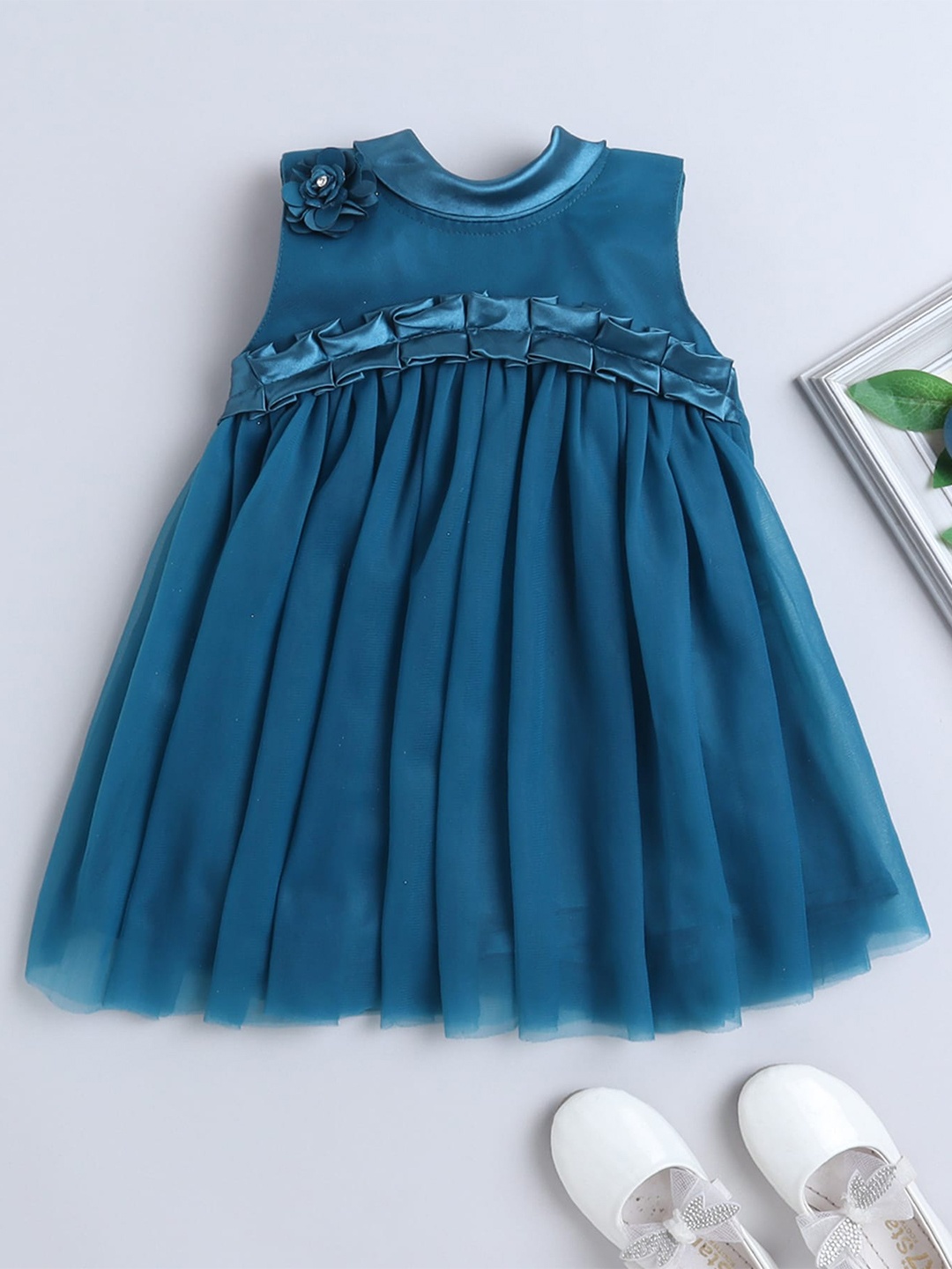 

MANY FROCKS & Infants Girls Net Empire Dress, Blue