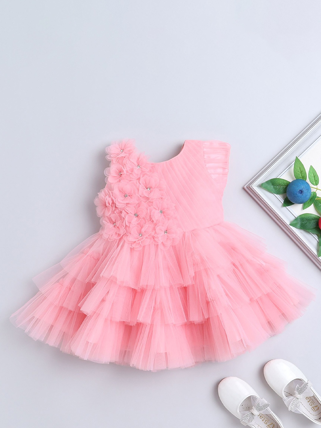 

MANY FROCKS & Infants Girls Net Fit & Flare Dress, Pink