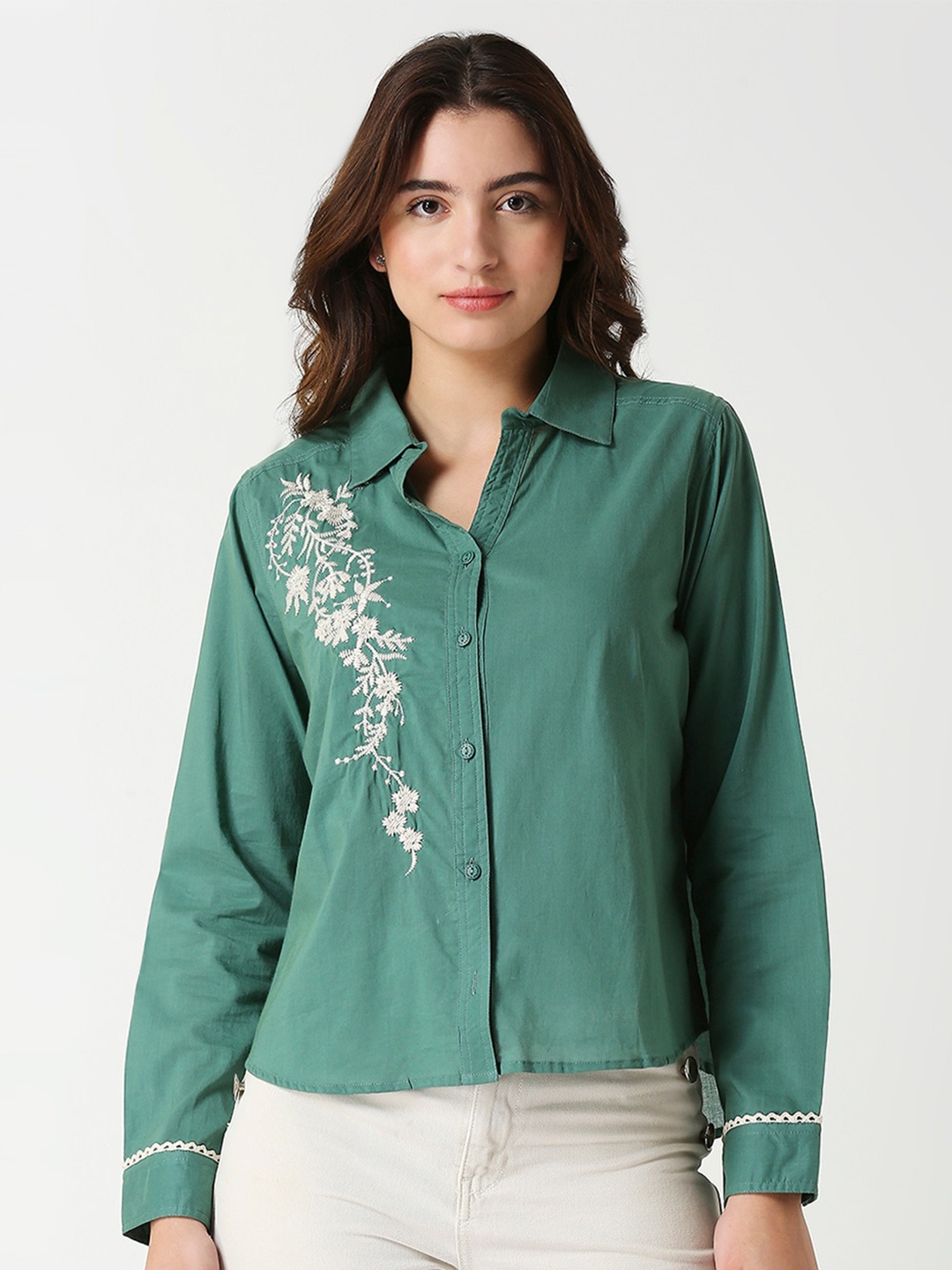 

Remanika Classic Cotton Casual Shirt, Green