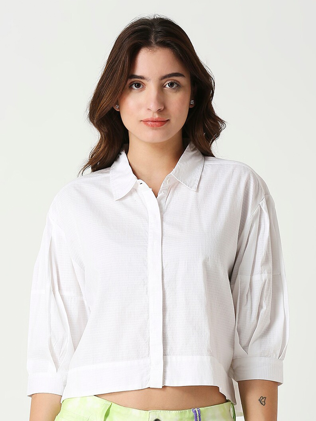 

Remanika Classic Cotton Crop Casual Shirt, White