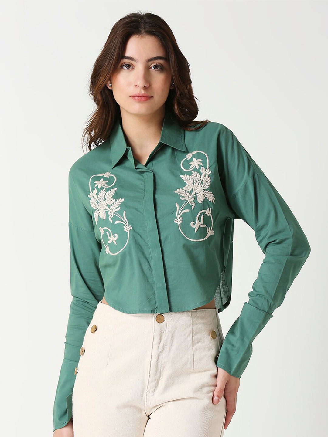 

Remanika Classic Floral Printed Cotton Casual Shirt, Green