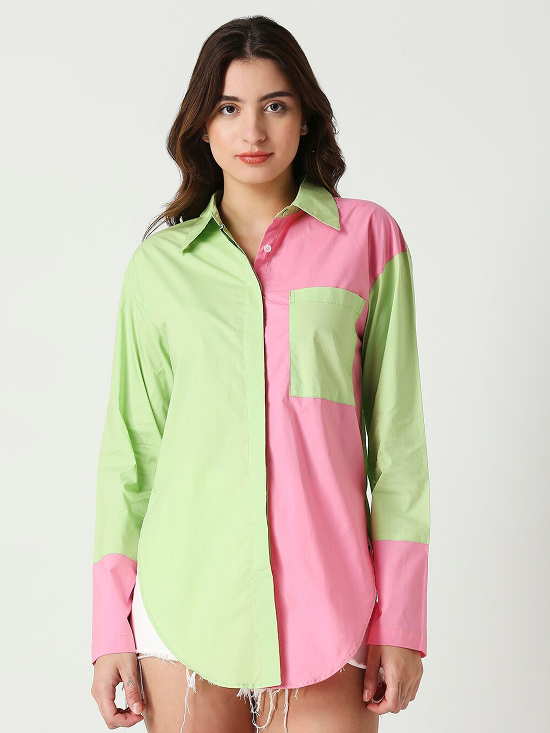 

Remanika barbie doll Classic Cotton Casual Regular Fit Shirt, Green
