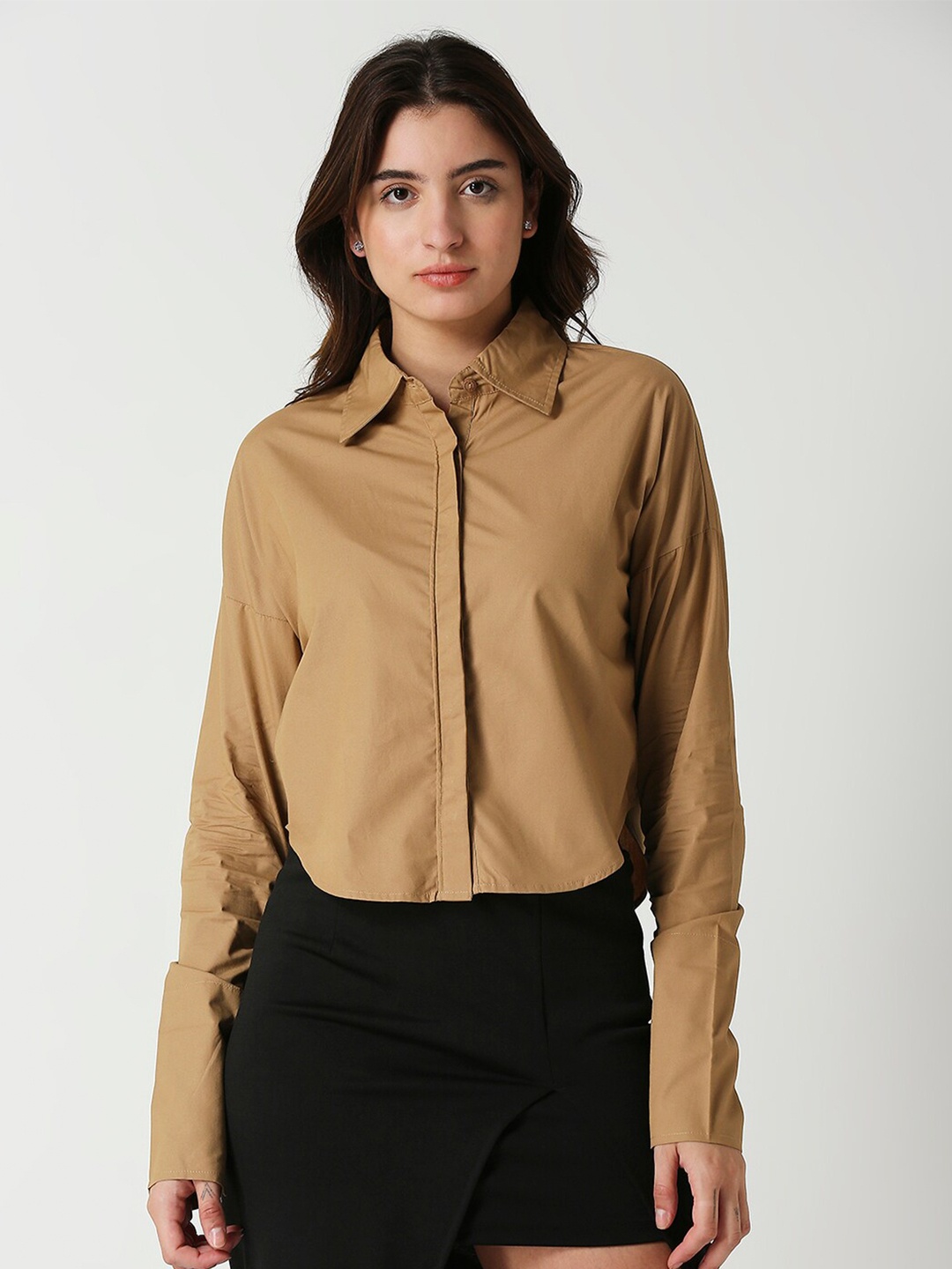 

Remanika barbie doll Classic Cotton Casual Regular Fit Shirt, Tan