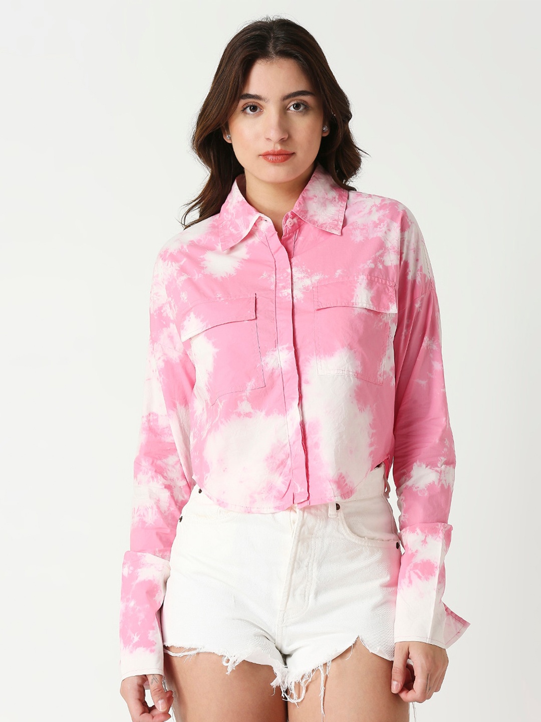 

Remanika barbie doll Classic Cotton Abstract Printed Casual Shirt, Pink