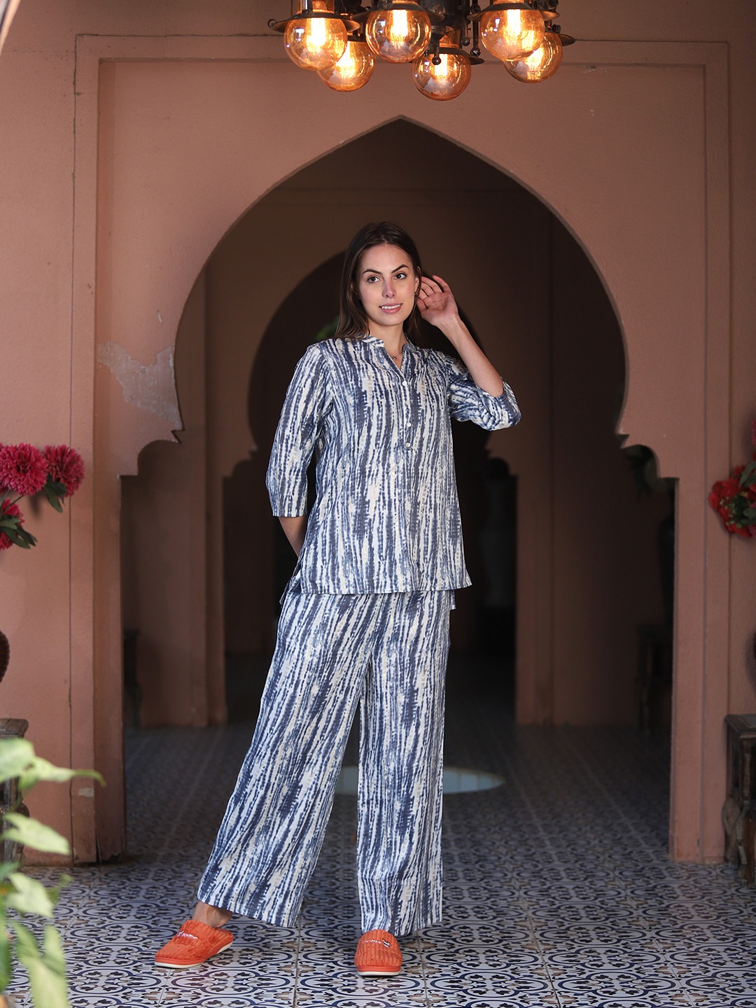 

MAYSIXTY Printed Top & Trousers Co-Ords, Blue