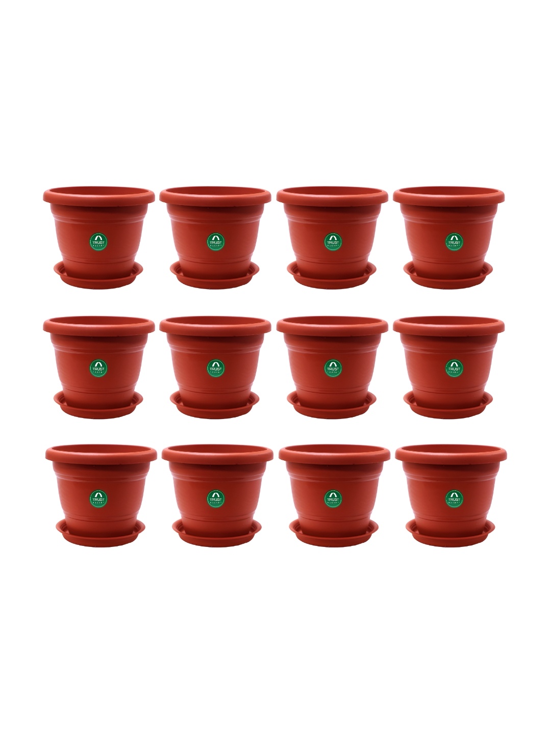 

TRUSTBASKET Brown 12-Pcs Round Pot Planters With Saucers