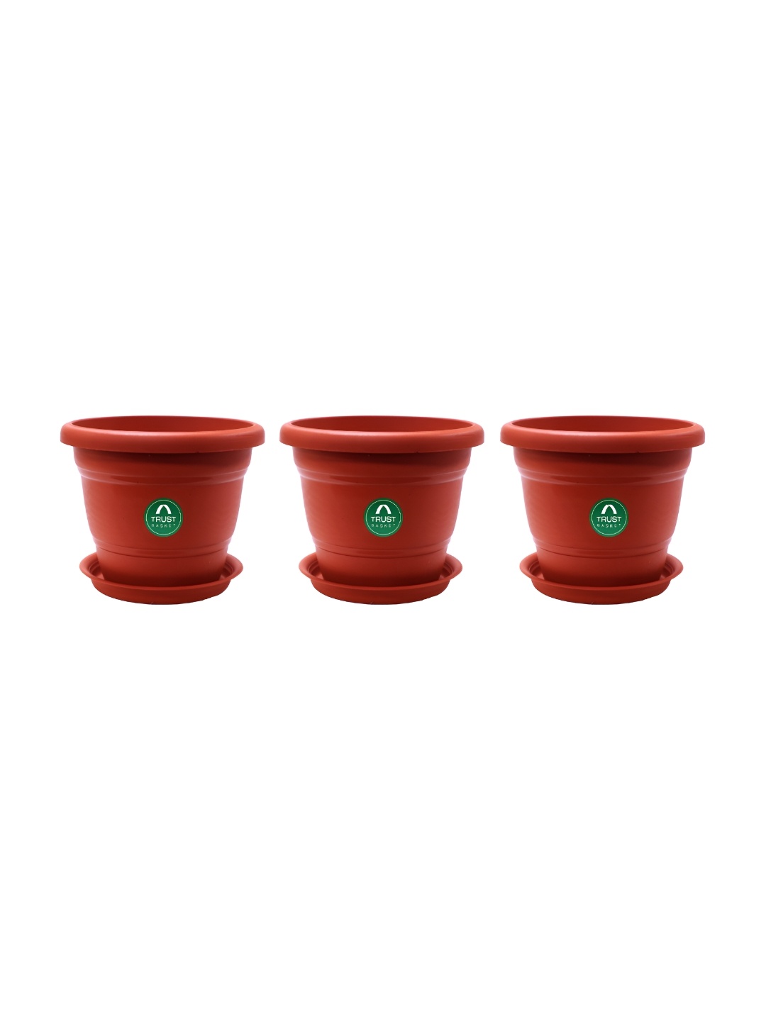 

TRUSTBASKET Brown 3-Pcs Round Pot Planters With Saucers