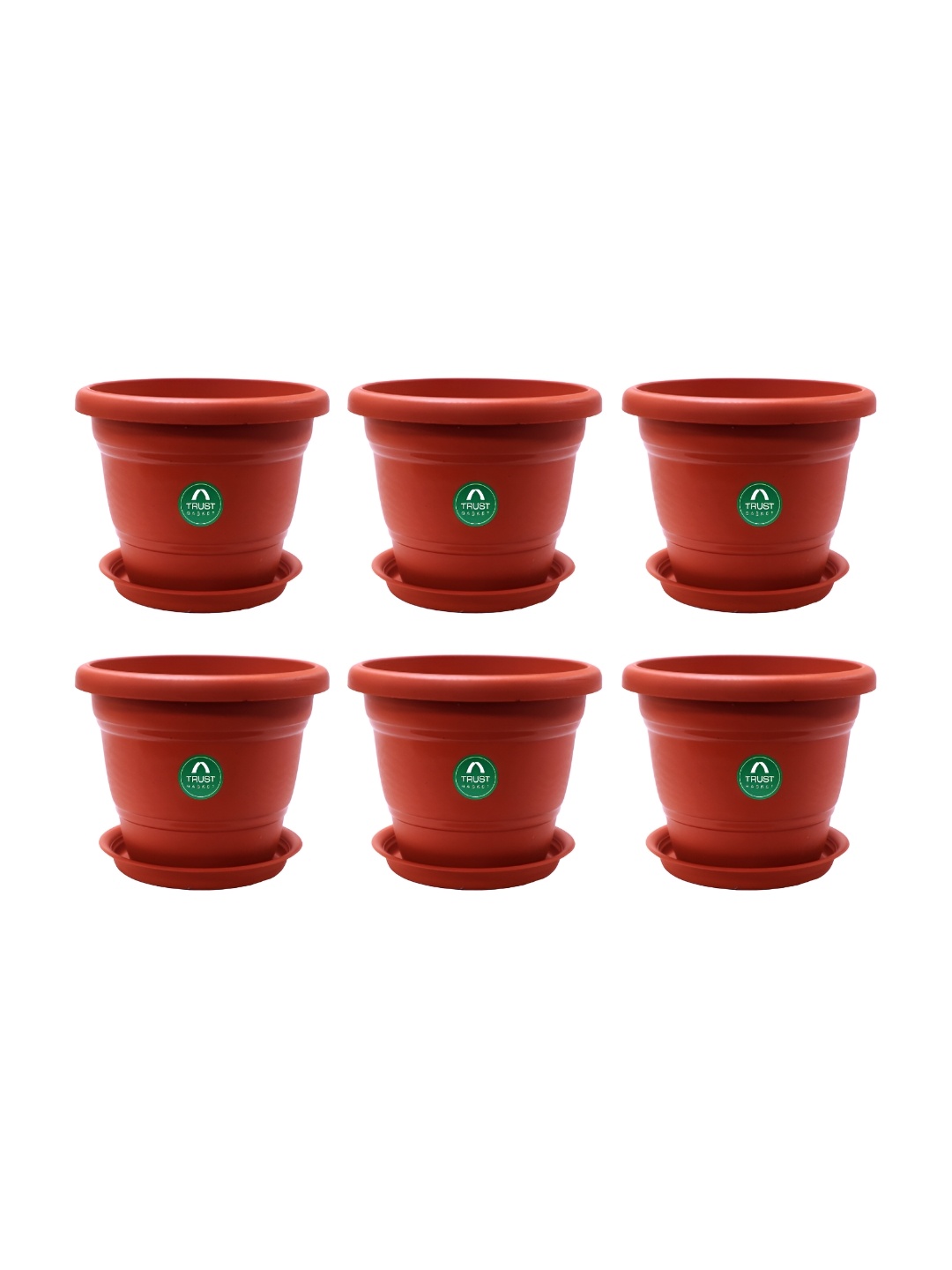 

TRUSTBASKET Brown 6-Pcs Round Pot Planters With Saucers