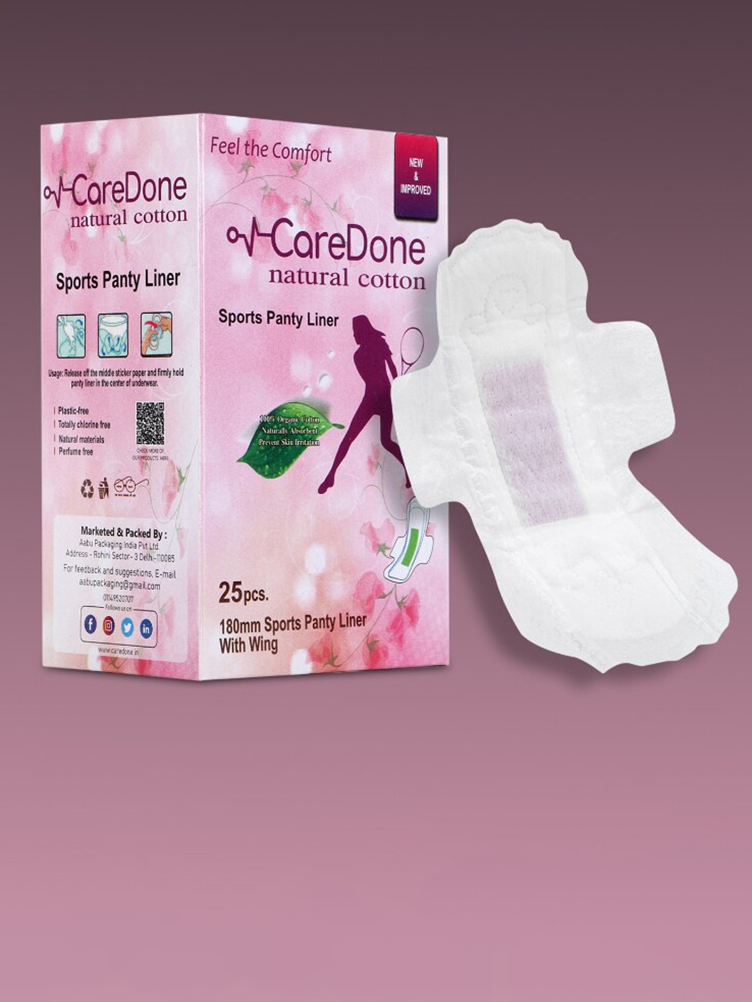 

CareDone Ultra Thin Sports Panty Liners - 25Pcs, White