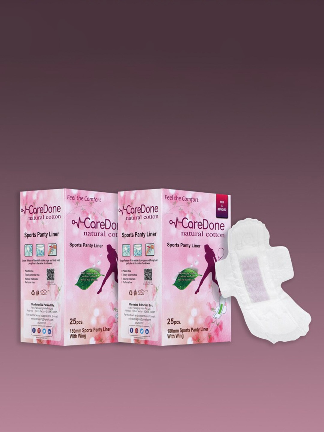 

CareDone Set Of 2 Ultra Thin Sports Panty Liners - 25Pcs Each, White
