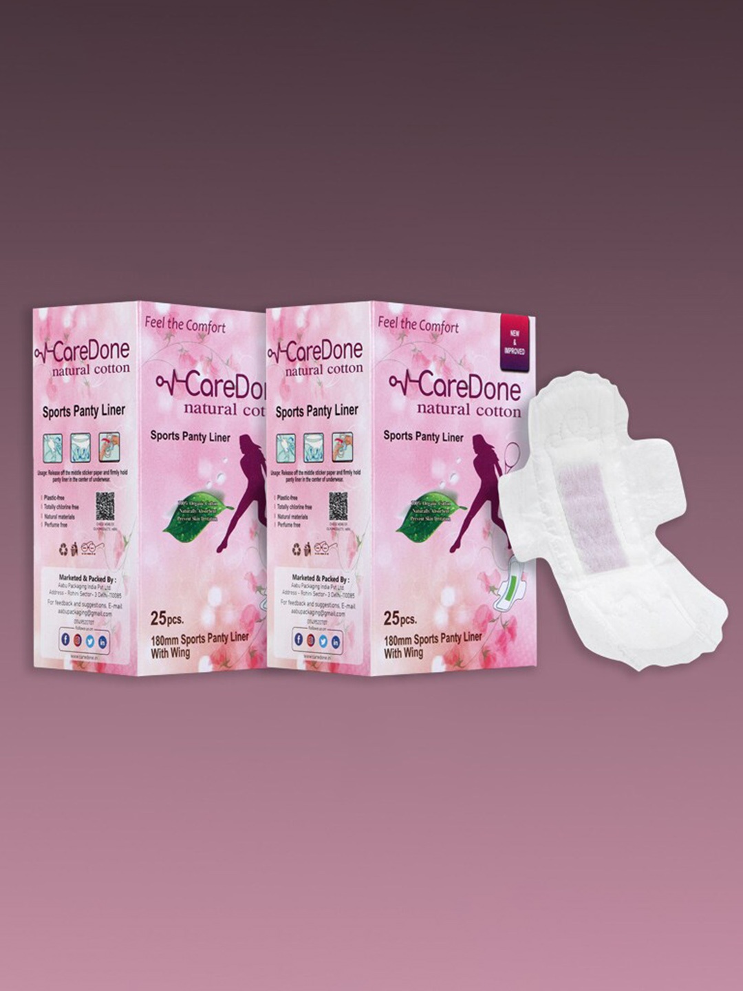 

CareDone Set Of 2 Ultra Thin Sports Panty Liners - 25Pcs Each, White