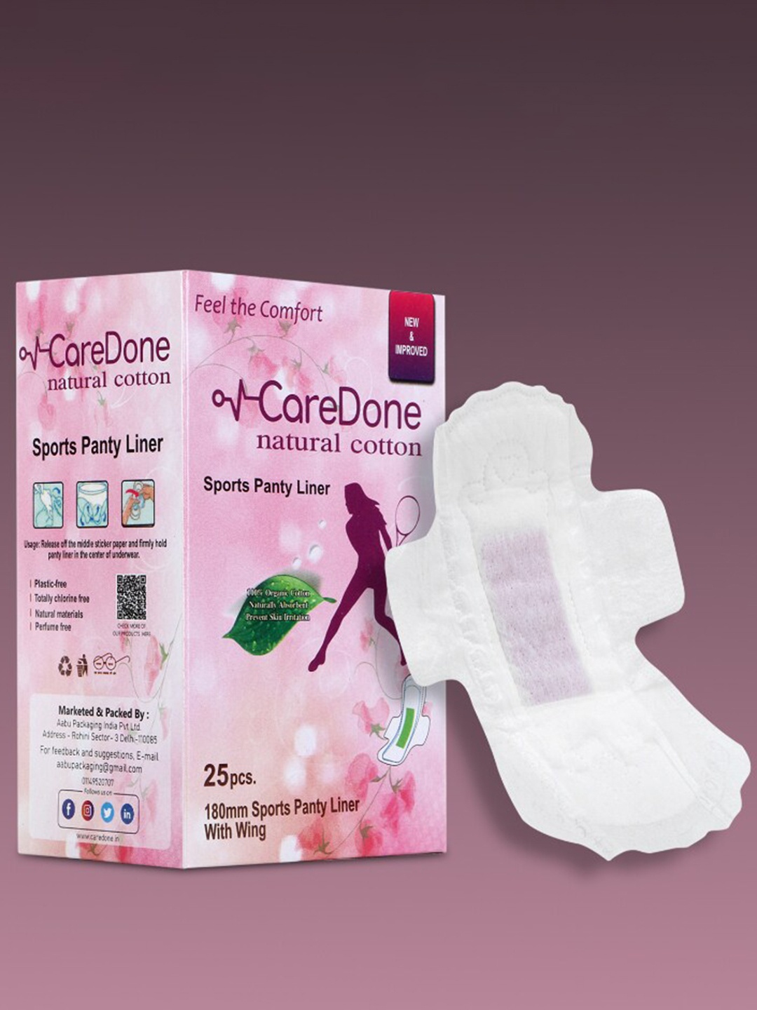

CareDone Ultra Thin Sports Panty Liners - 25Pcs, White