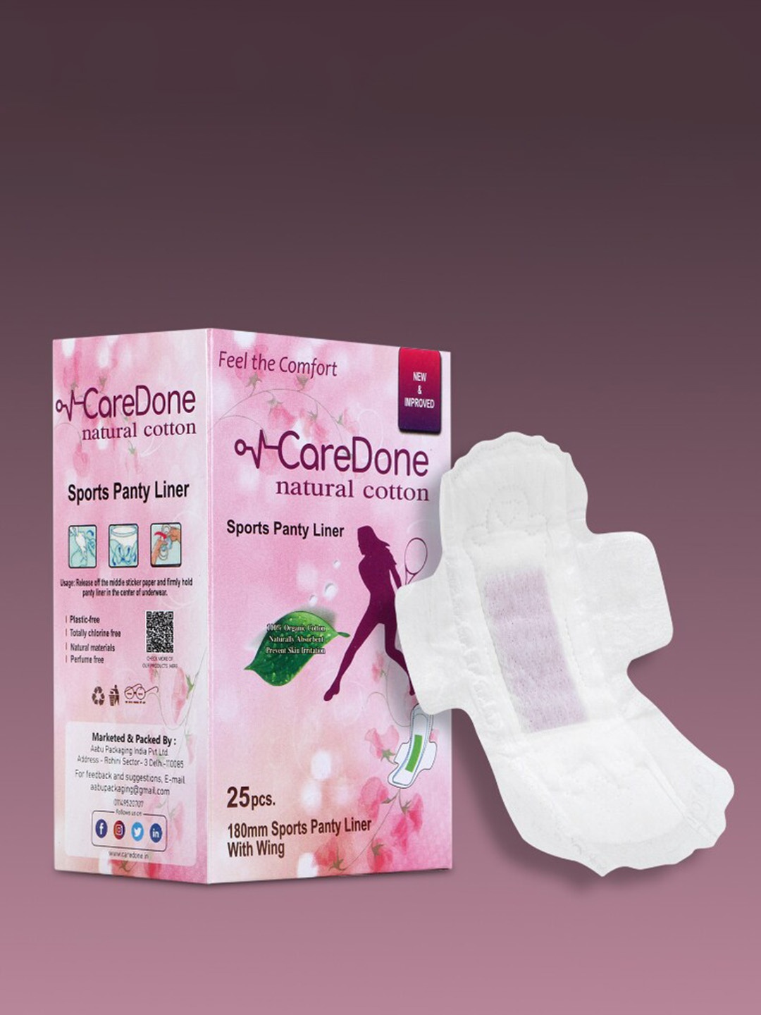 

CareDone Ultra Thin Sports Panty Liners - 25Pcs, White
