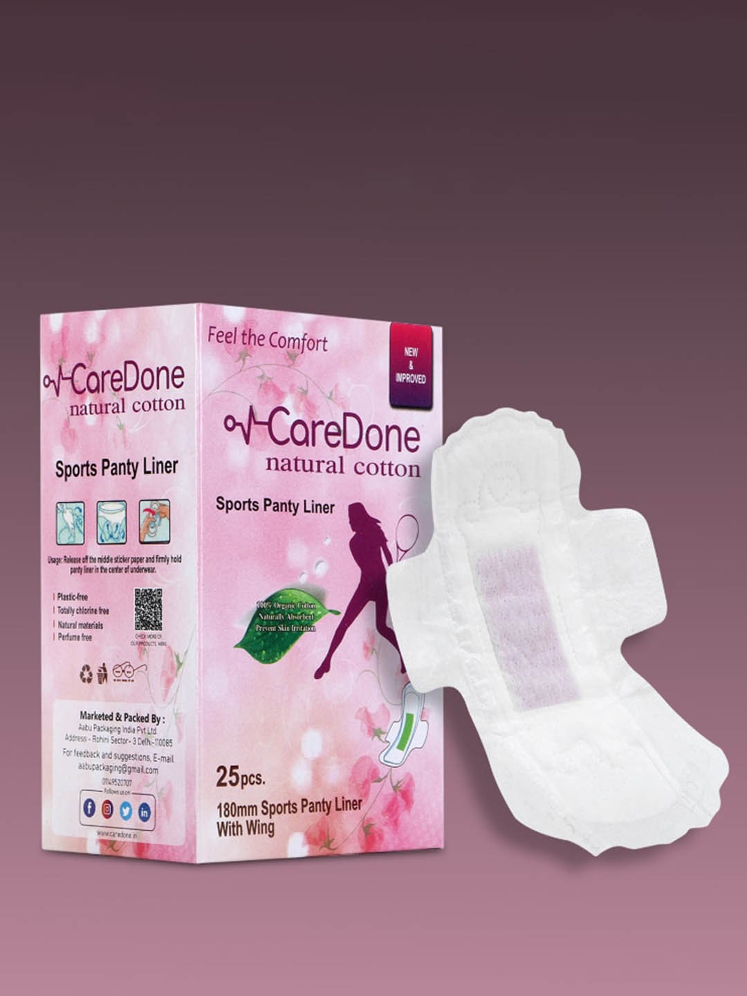 

CareDone Ultra Thin Sports Panty Liners - 25Pcs, White