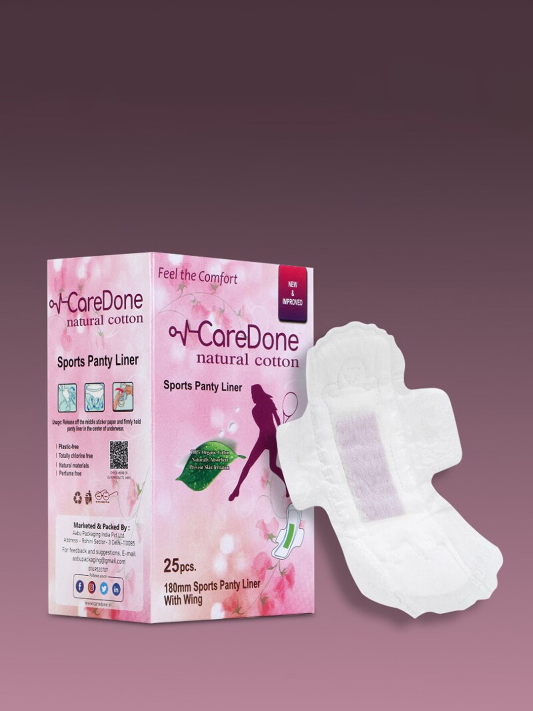 

CareDone Ultra Thin Sports Panty Liners - 25Pcs, White
