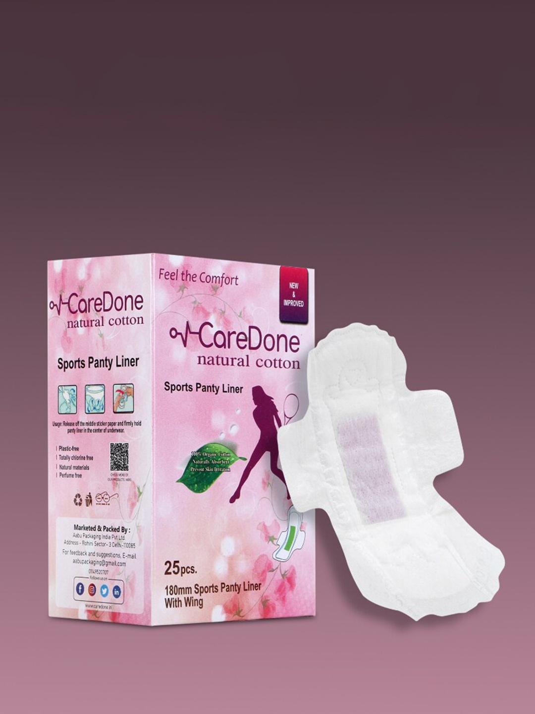 

CareDone Ultra Thin Sports Panty Liners - 25Pcs, White