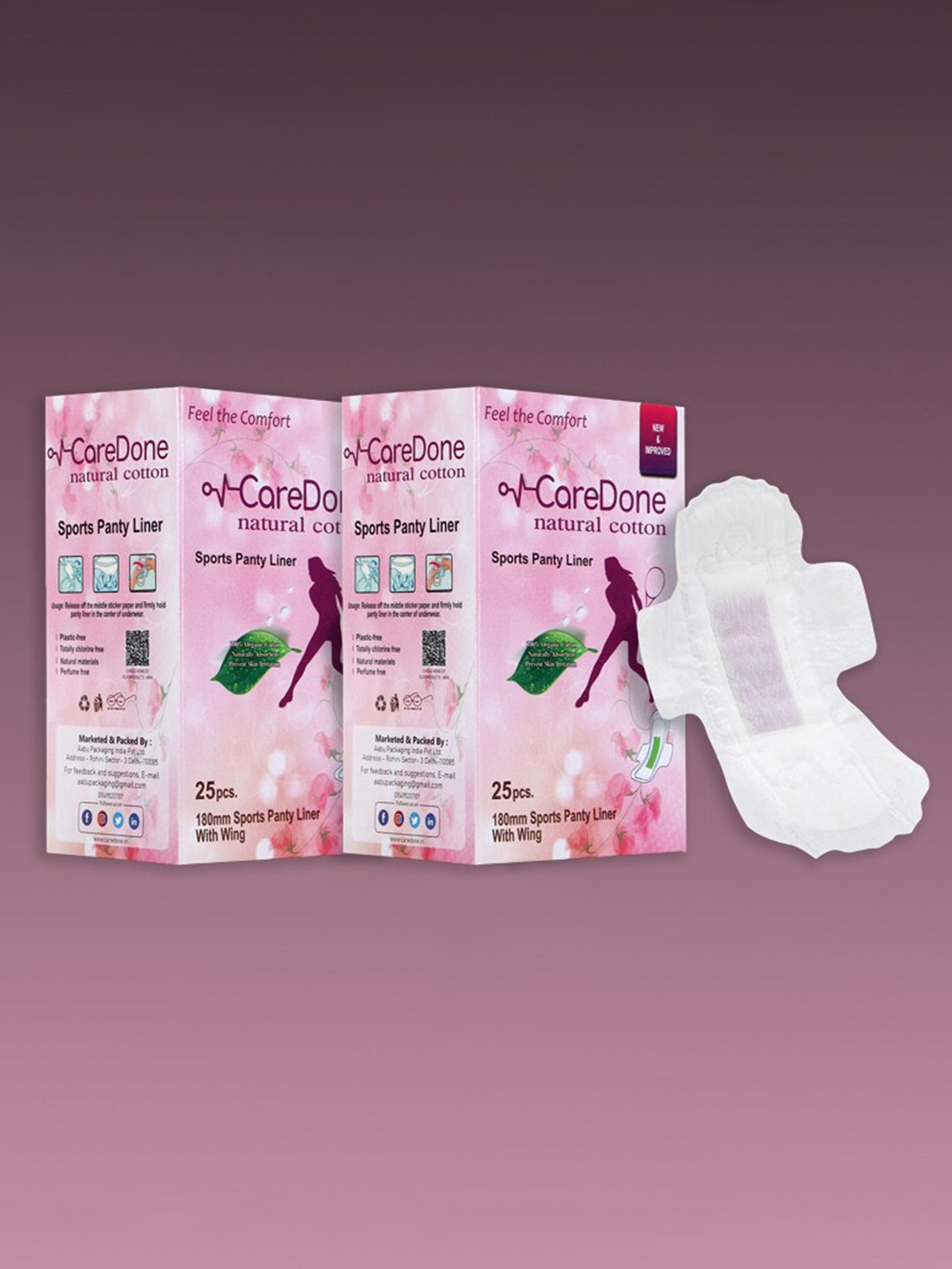 

CareDone Set of 2 Ultra Thin Sports Panty Liners - 25Pcs Each, White