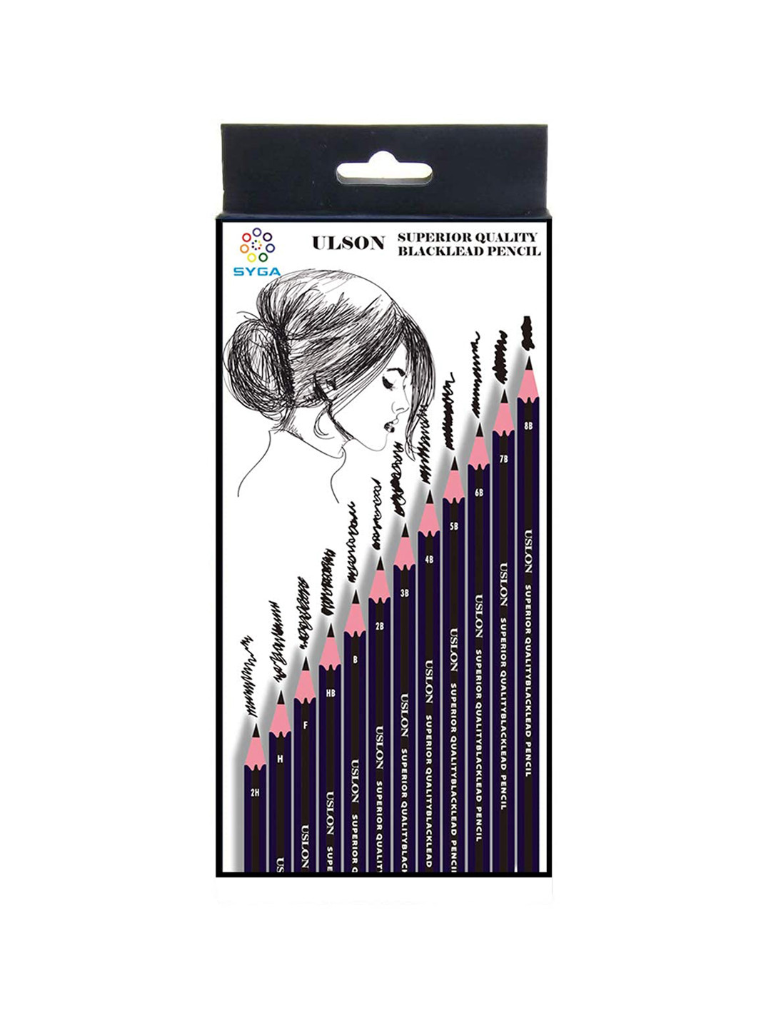 

SYGA Set Of 12 Sketch And Drawing Pencils Art Pencil Box Stationery, Black