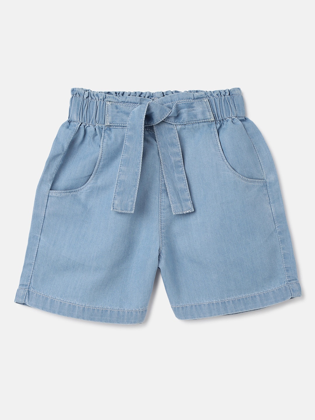 

United Colors of Benetton Girls Mid-Rise Denim Shorts, Blue