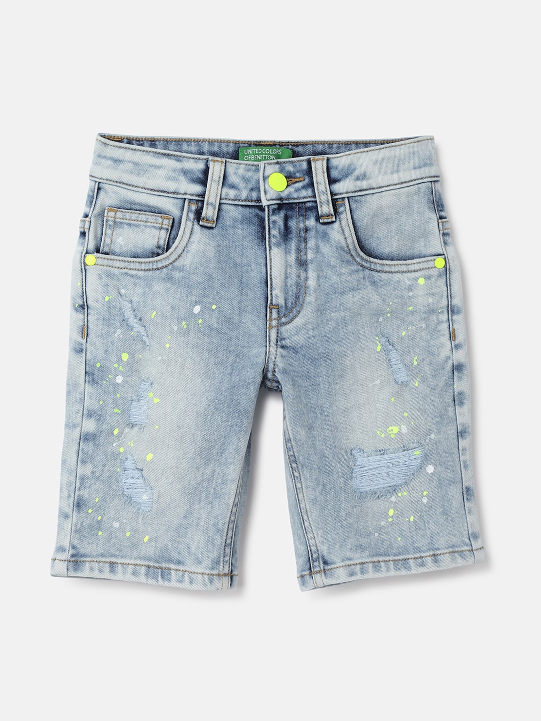 

United Colors of Benetton Boys Washed Denim Shorts, Blue