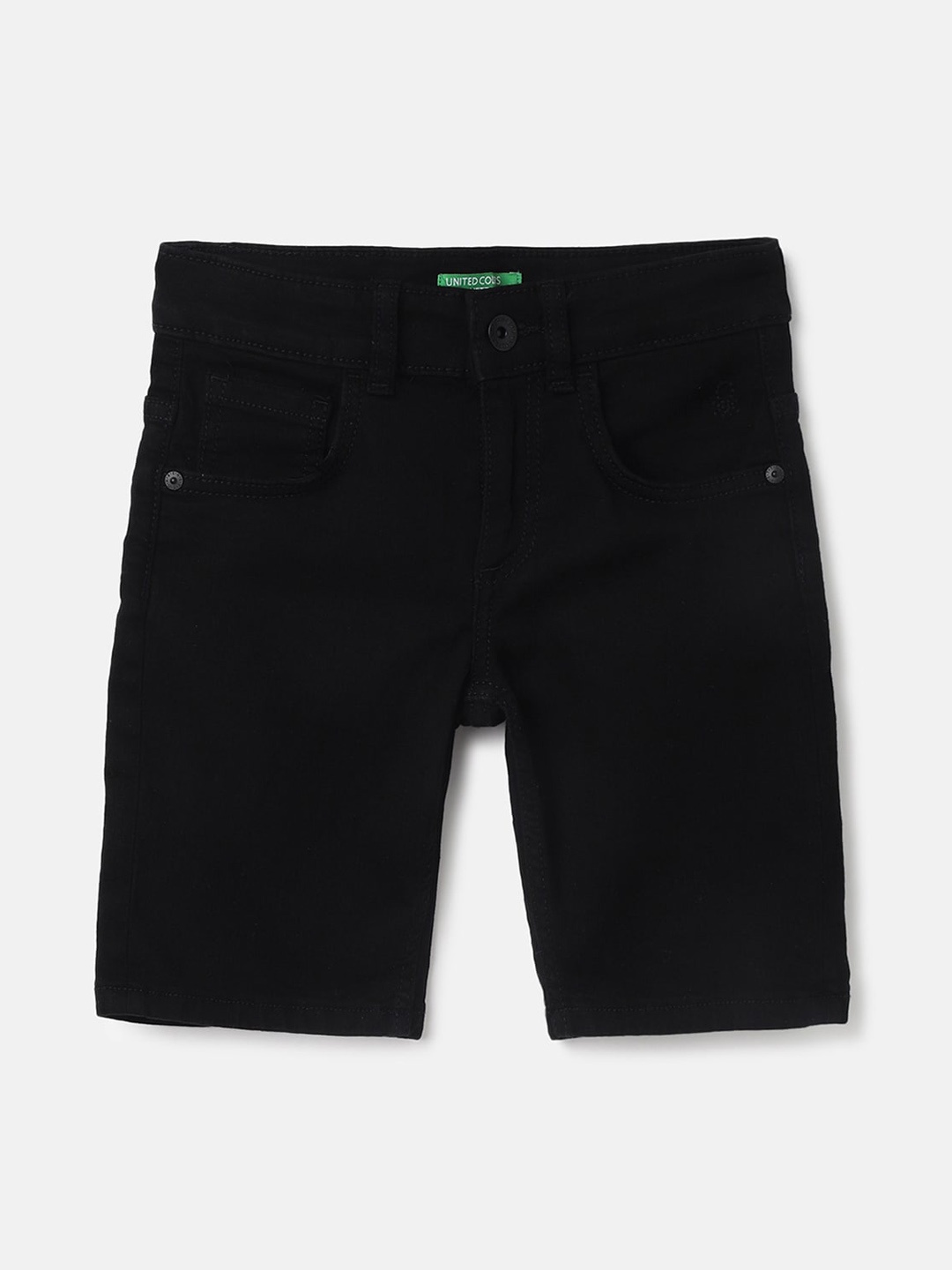

United Colors of Benetton Boys Mid-Rise Denim Shorts, Black
