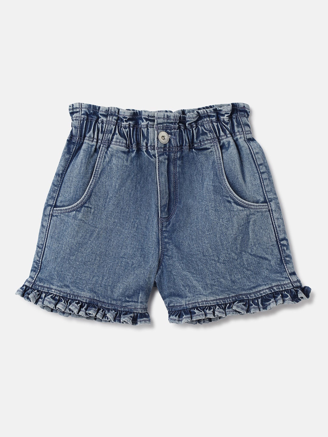

United Colors of Benetton Girls Washed Denim Shorts, Blue