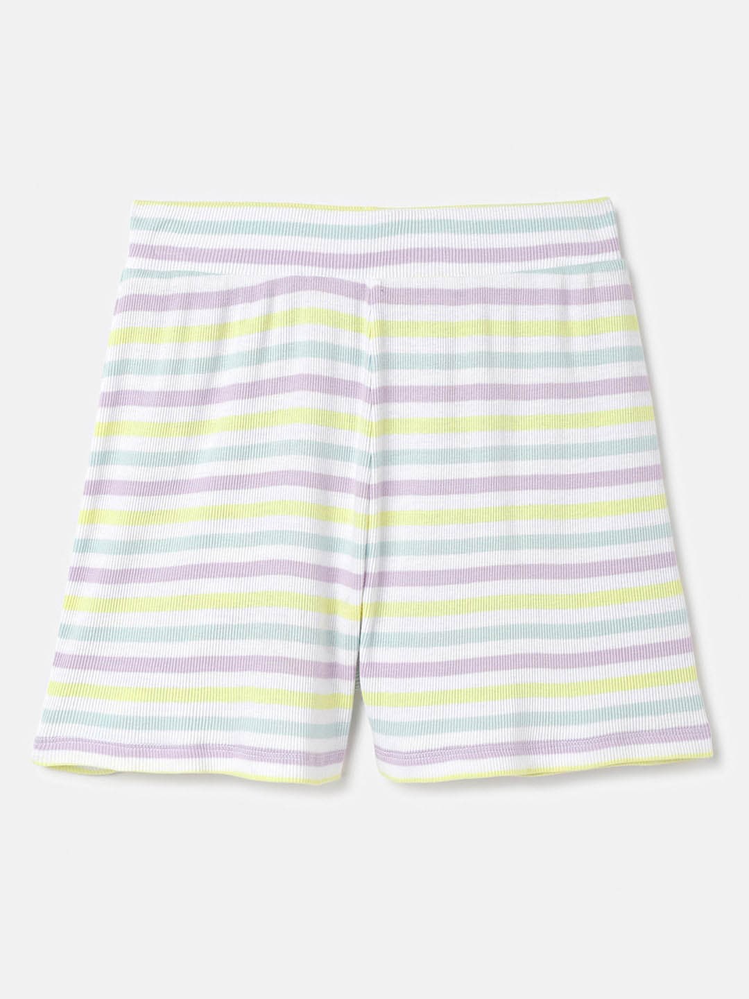 

United Colors of Benetton Girls Striped Pure Cotton Shorts, White
