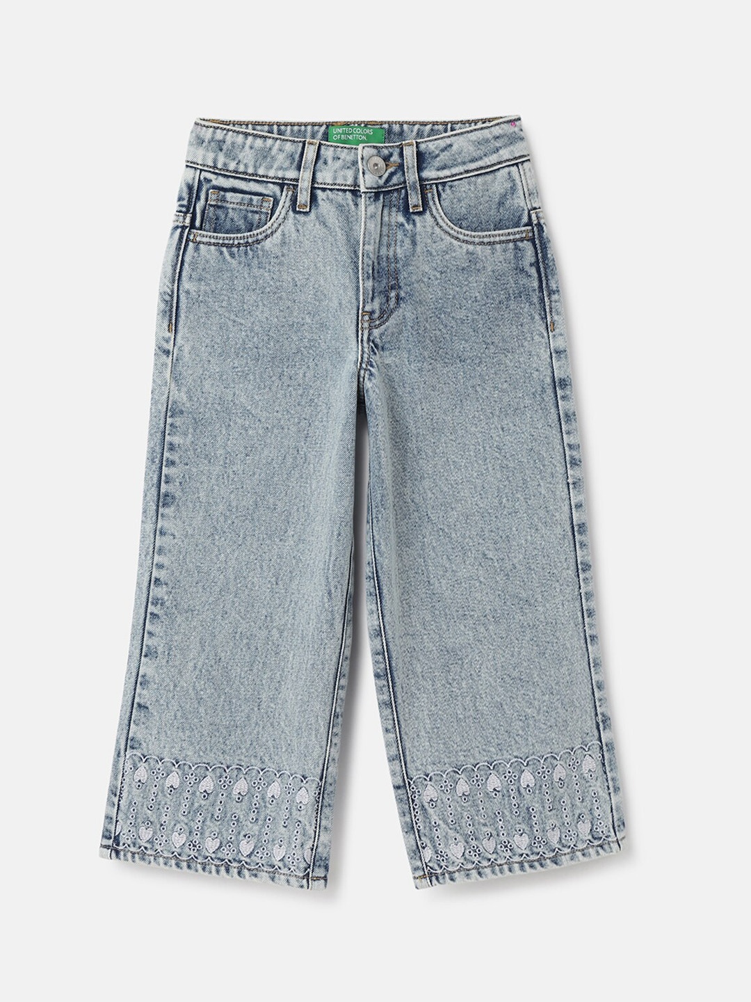 

United Colors of Benetton Girls Light Fade Pure Cotton Jeans, Blue
