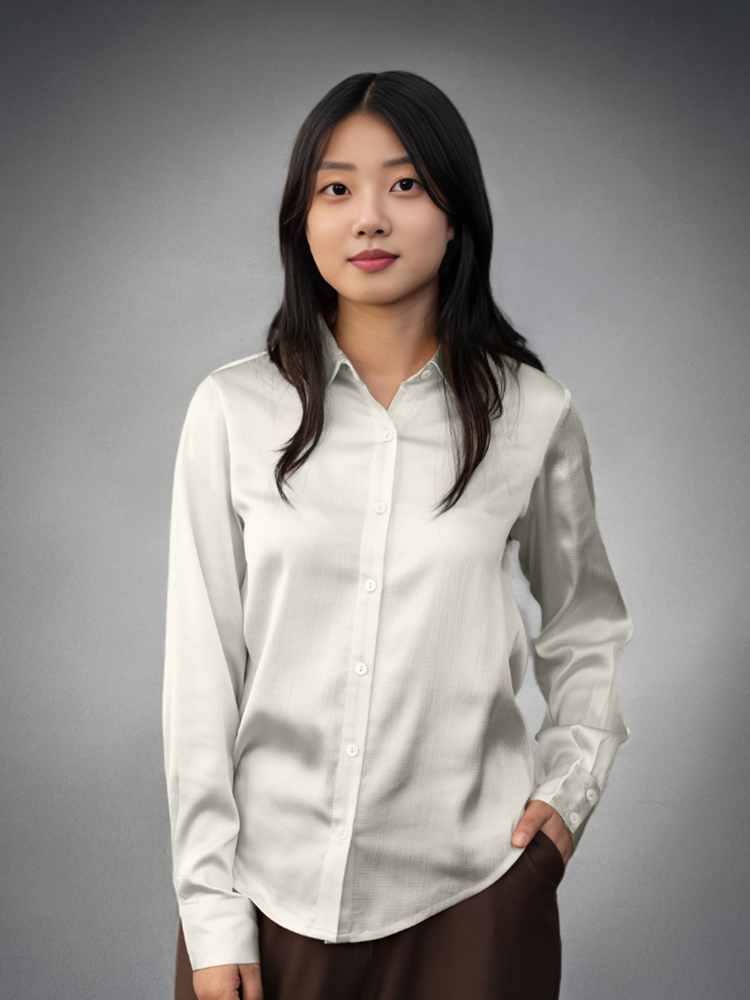

Zink Studio Spread Collar Casual Shirt, White