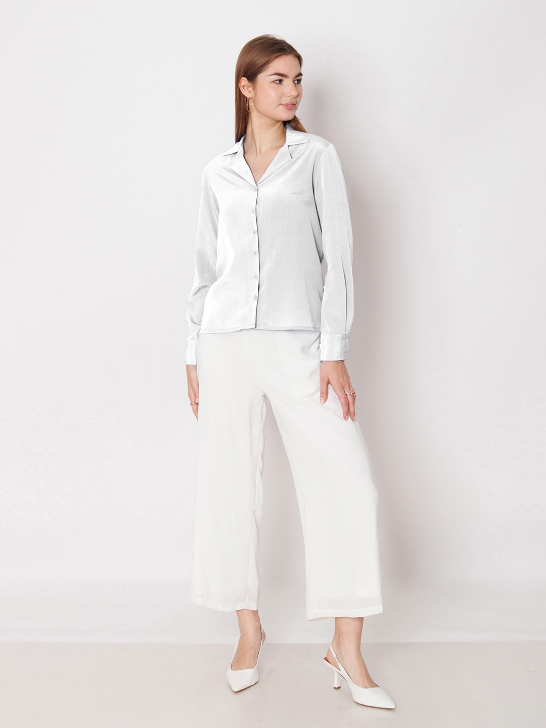 

Zink Studio Slim Fit Opaque Casual Shirt, White